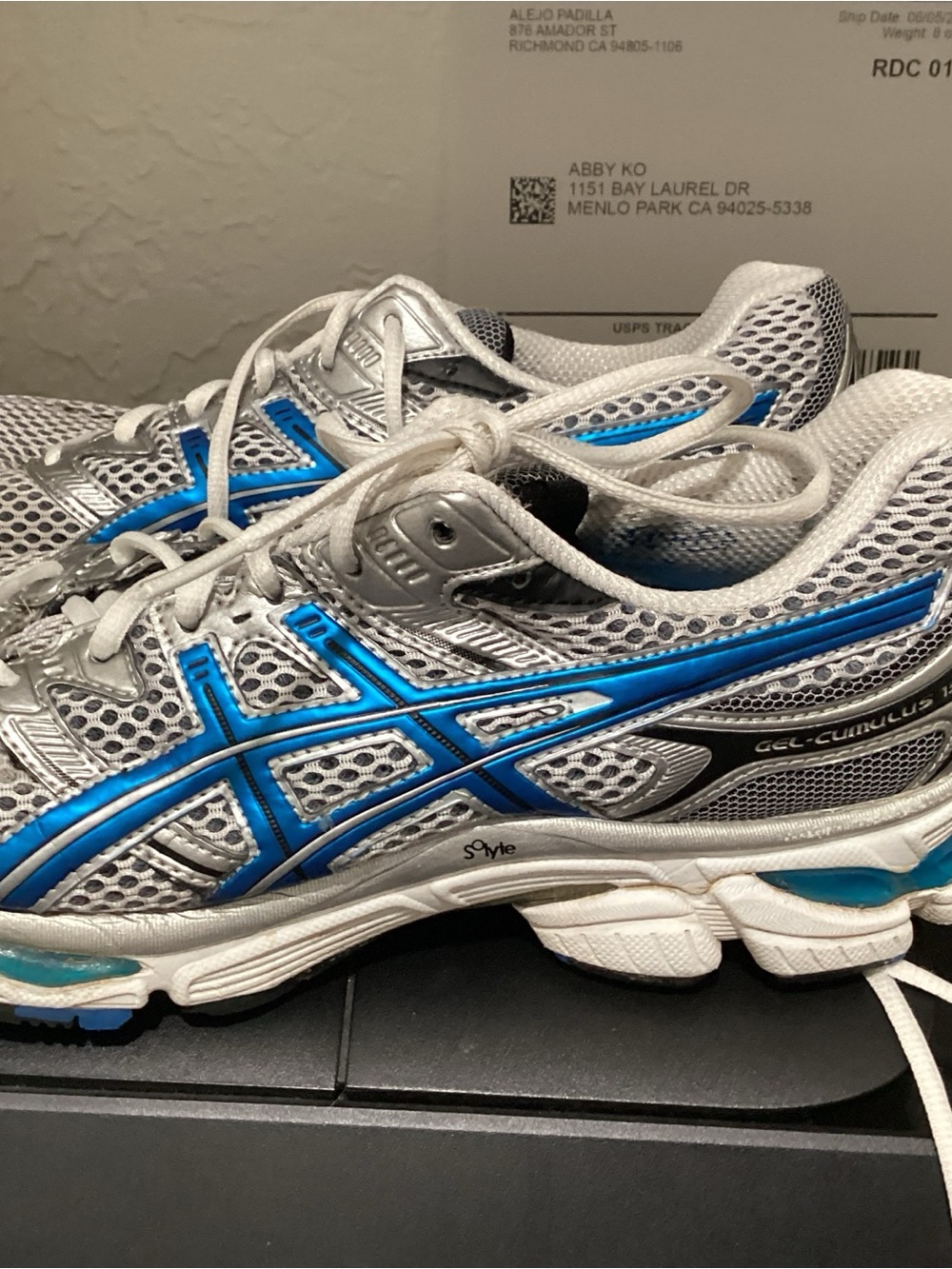 Asics Silver and Bright Blue Running Shoes